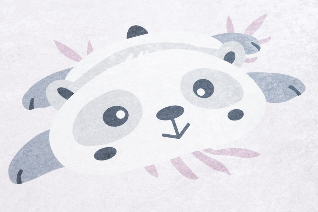Tappeto Emma Antiscivolo Lavabile Rosa Grigio Panda