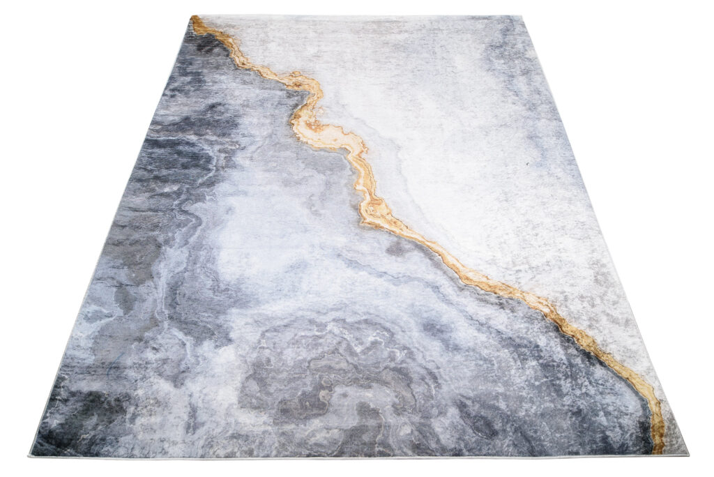 Tappeto Toscana Moderno Grigio Oro Astratto