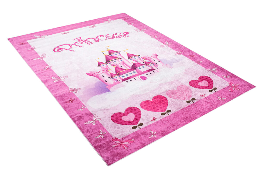 Tappeto Emma Bambini Rosa Castello Principessa Antiscivolo