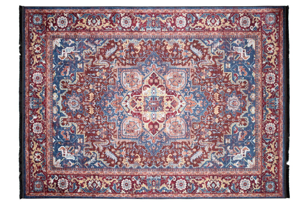 Tappeto Victoria con Frange Rosso Blu Scuro