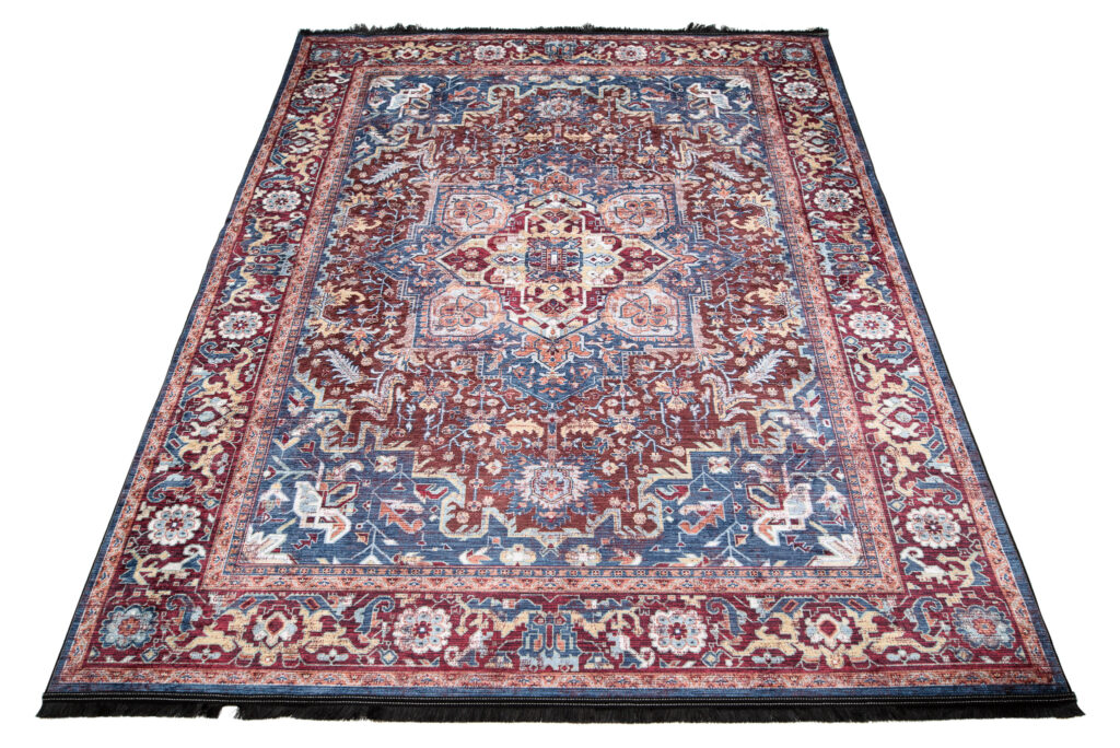 Tappeto Victoria con Frange Rosso Blu Scuro