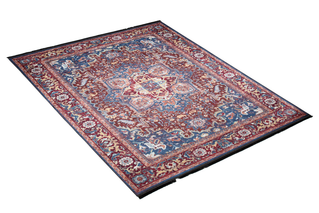 Tappeto Victoria con Frange Rosso Blu Scuro