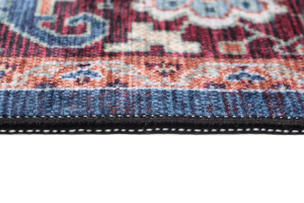 Tappeto Victoria con Frange Rosso Blu Scuro