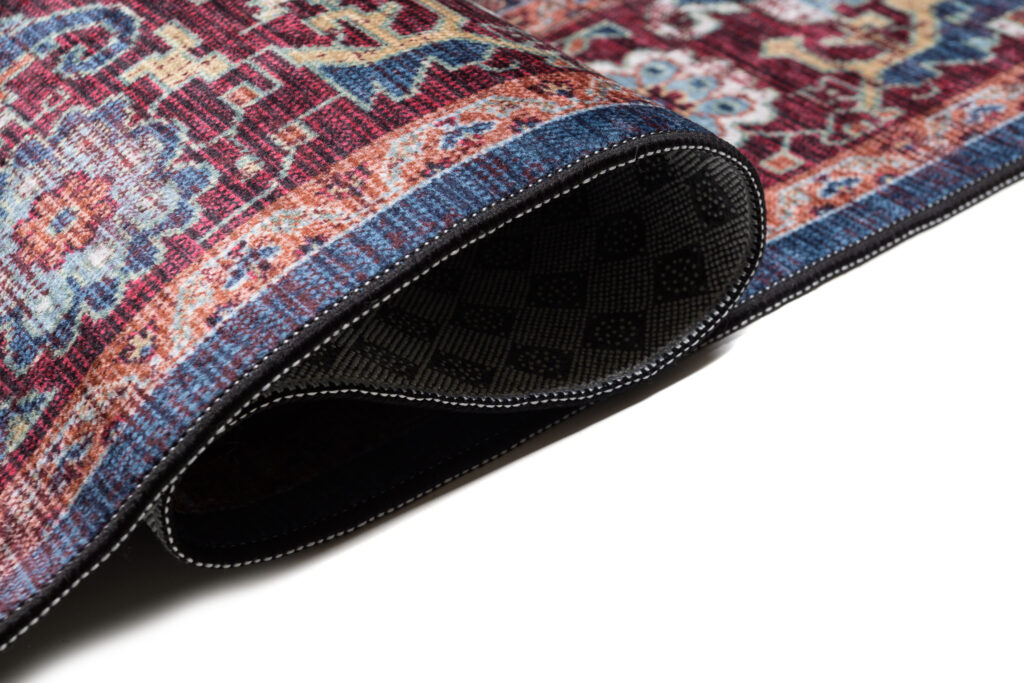Tappeto Victoria con Frange Rosso Blu Scuro