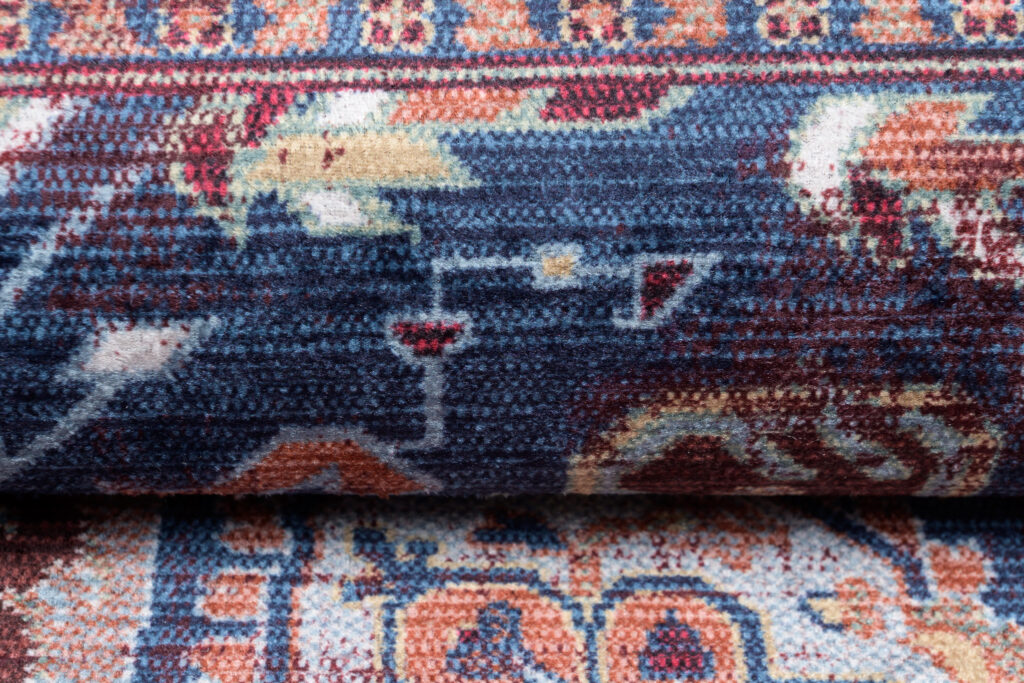 Tappeto Victoria con Frange Rosso Blu Scuro