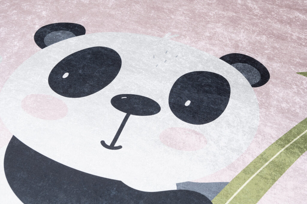 Tappeto Emma Antiscivolo Lavabile Rosa Panda Bambu