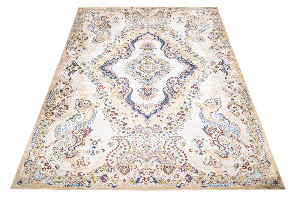 Tappeto Victoria Crema Blu Scuro Tradizionale