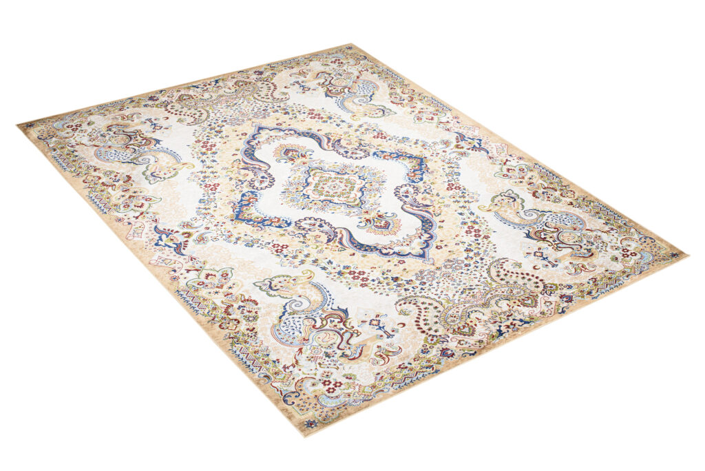 Tappeto Victoria Crema Blu Scuro Tradizionale