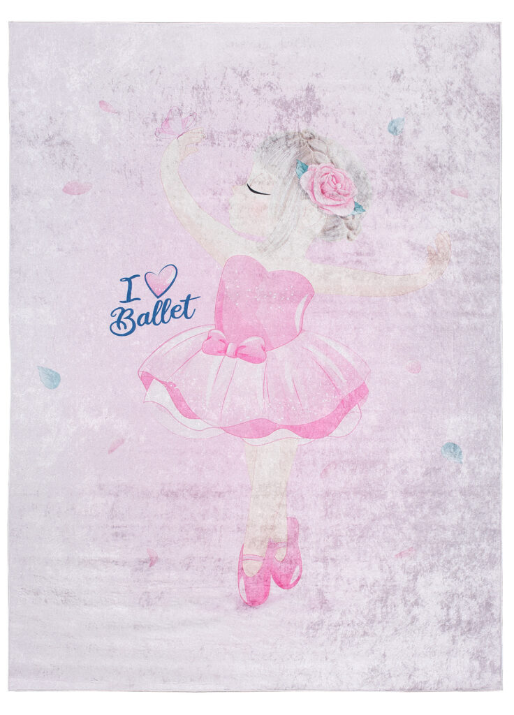 Tappeto Emma Bambini Antiscivolo Rosa Ballerina