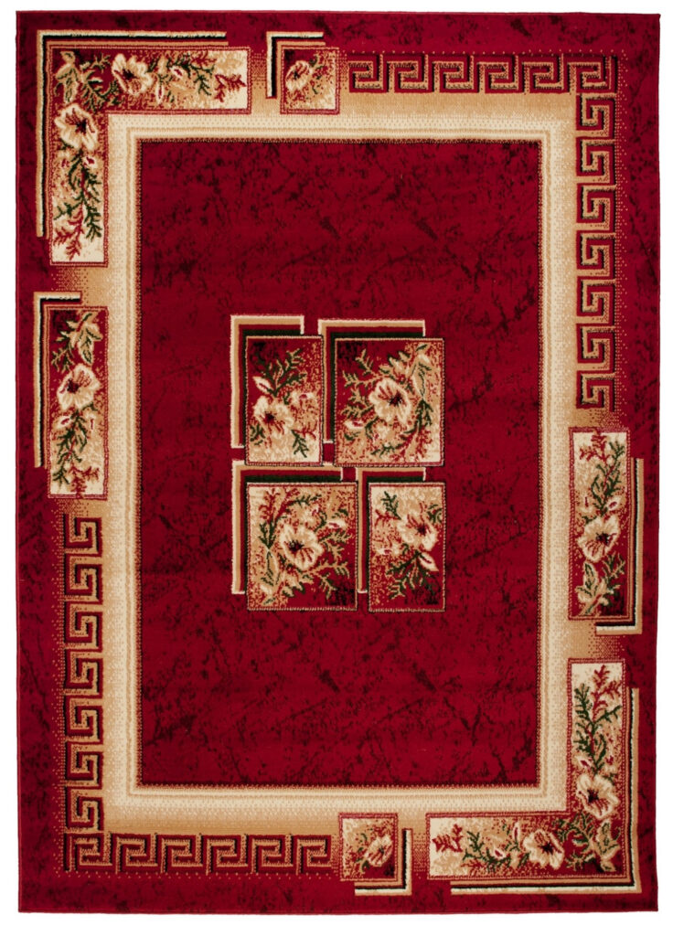 Tappeto Atlas Rosso Beige Classico Frame