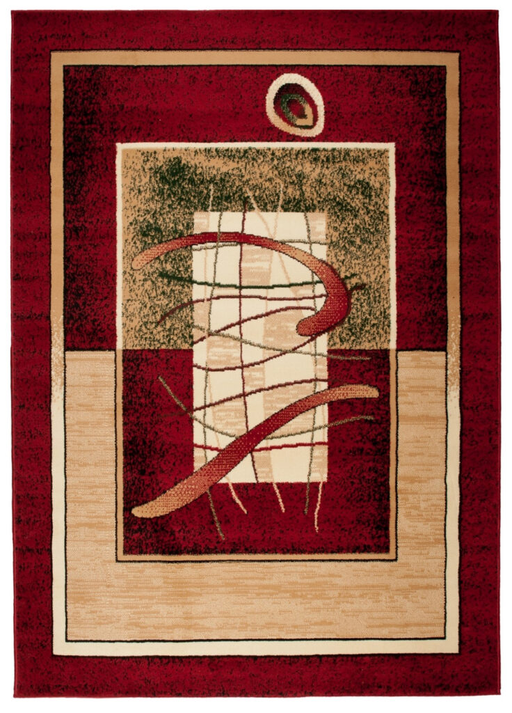 Tappeto Atlas Rosso Beige Astratto Frame
