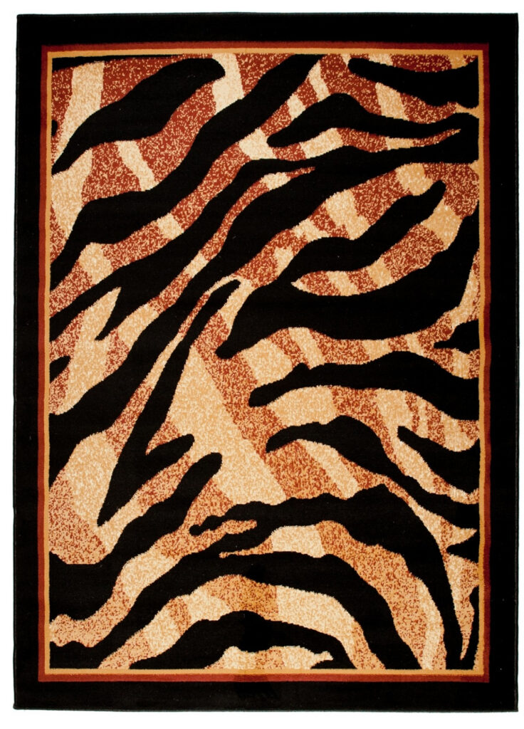 Tappeto Atlas Nero Beige Stampa Animale Tigre