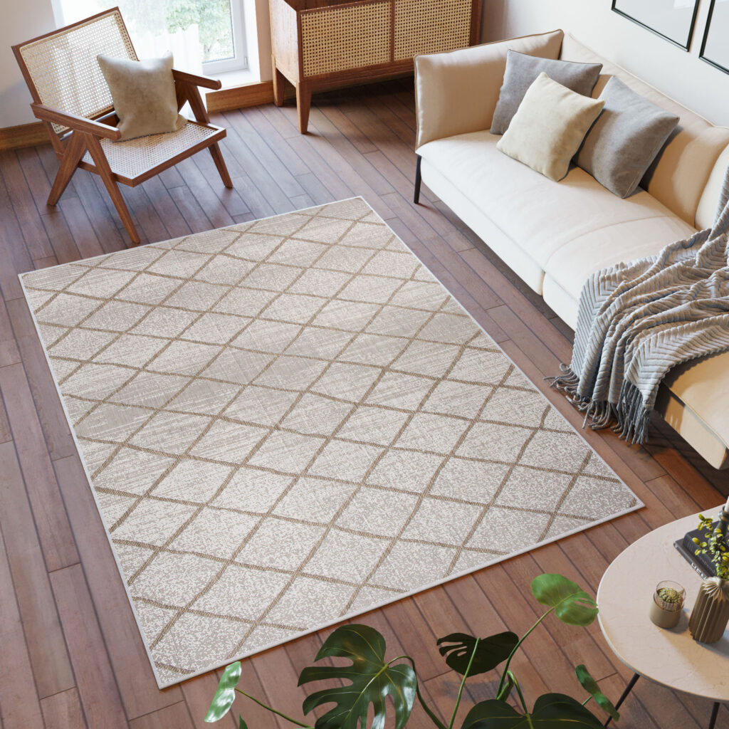 Tappeto Capri Salotto Moderno Cucina Esterno Interno Beige