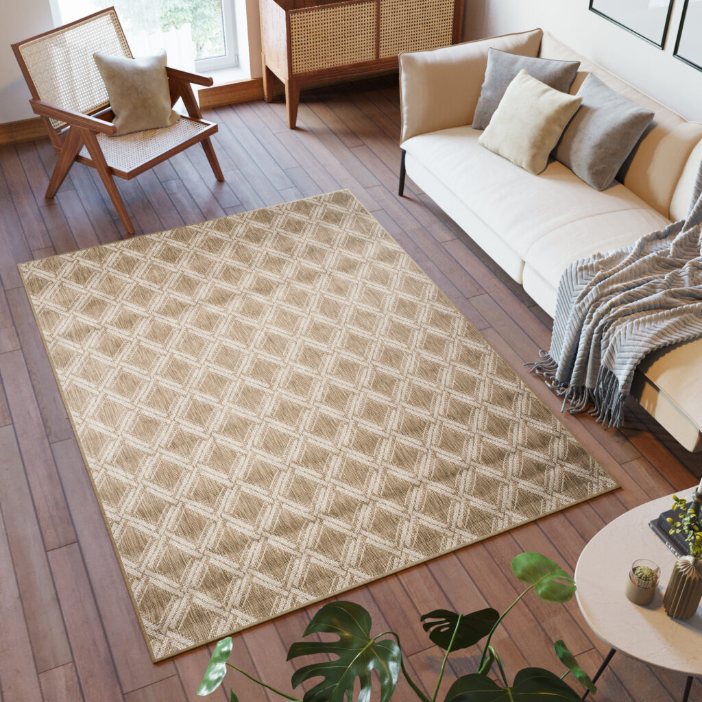 Tappeto Capri Design Moderno Geometrico Beige Marrone Chiaro Sisal
