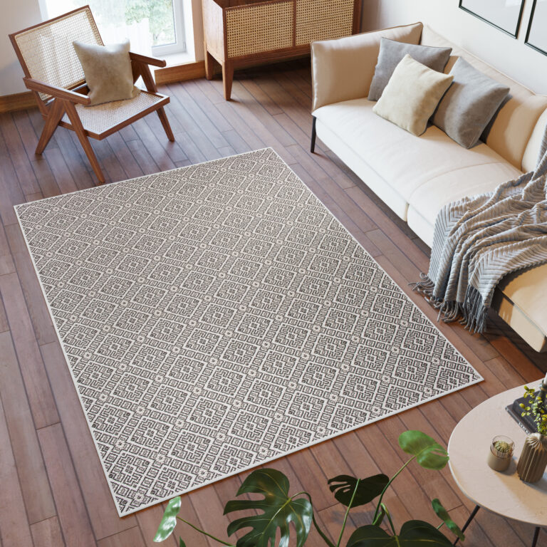 Tappeto Capri Salotto Cucina Terazzo Esterno Interno Geometrico Nero