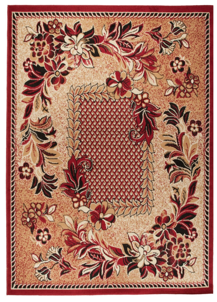 Tappeto Atlas Beige Rosso Moderno Floreale