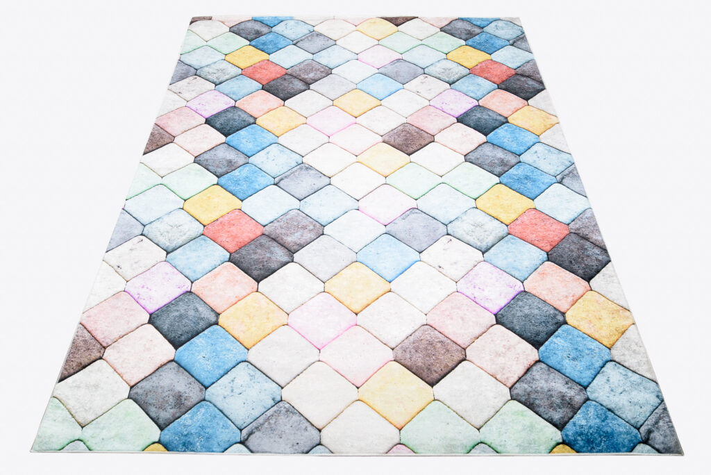 Tappeto Toscana Geometico Pastello Quadrati