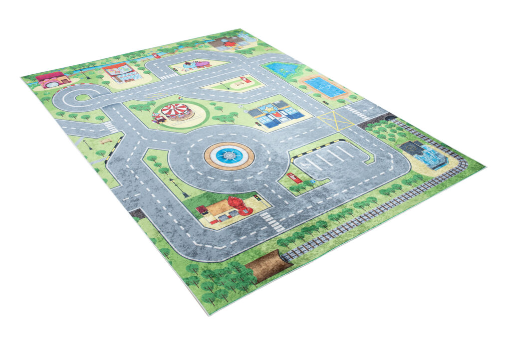 Tappeto Emma Antiscivolo Lavabile Verde Grigio Strada