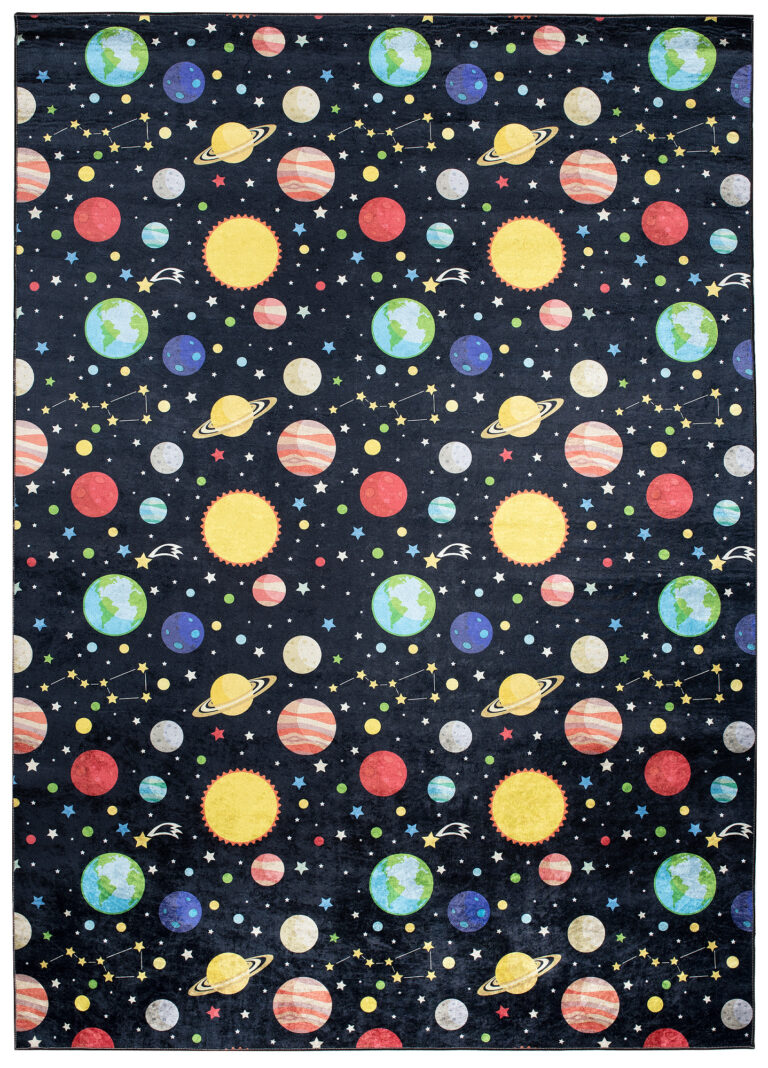Tappeto Emma Bambini Scuro Spazio Pianeti Antiscivolo