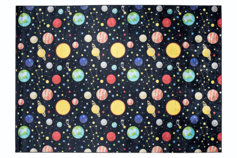 Tappeto Emma Bambini Scuro Spazio Pianeti Antiscivolo