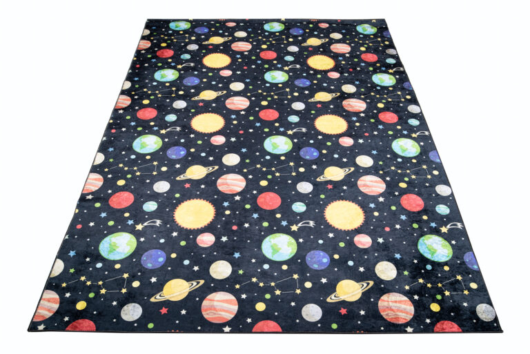 Tappeto Emma Bambini Scuro Spazio Pianeti Antiscivolo