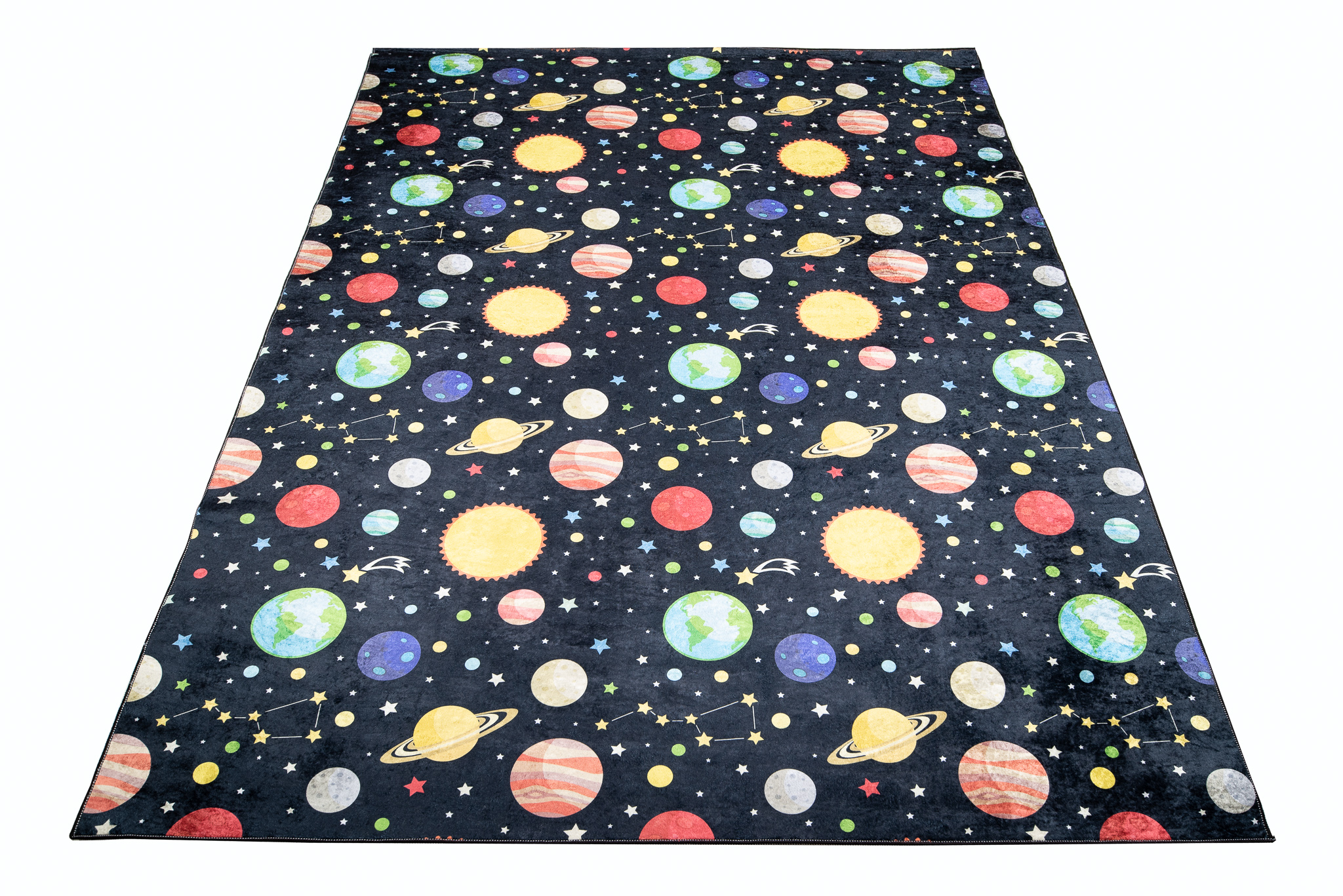 Tappeto Emma Bambini Scuro Spazio Pianeti Antiscivolo