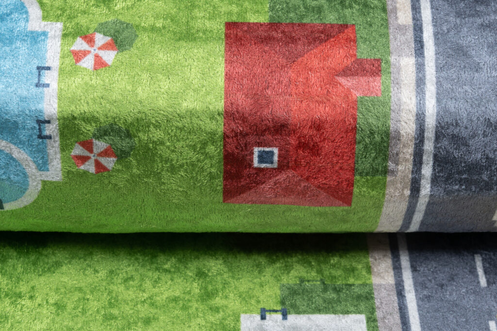 Tappeto Emma Bambini Verde Grigio Città Antiscivolo