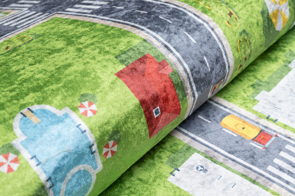 Tappeto Emma Bambini Verde Grigio Città Antiscivolo