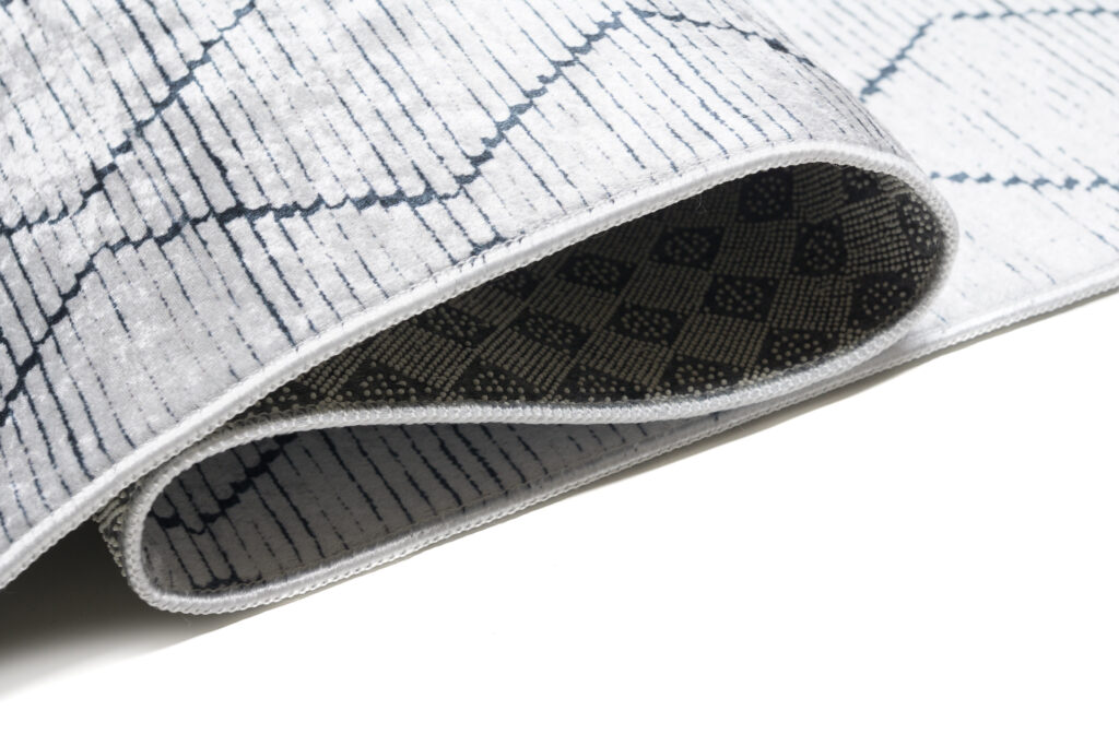 Tappeto Toscana Geometico Grigio Blu Scuro Zig-Zag