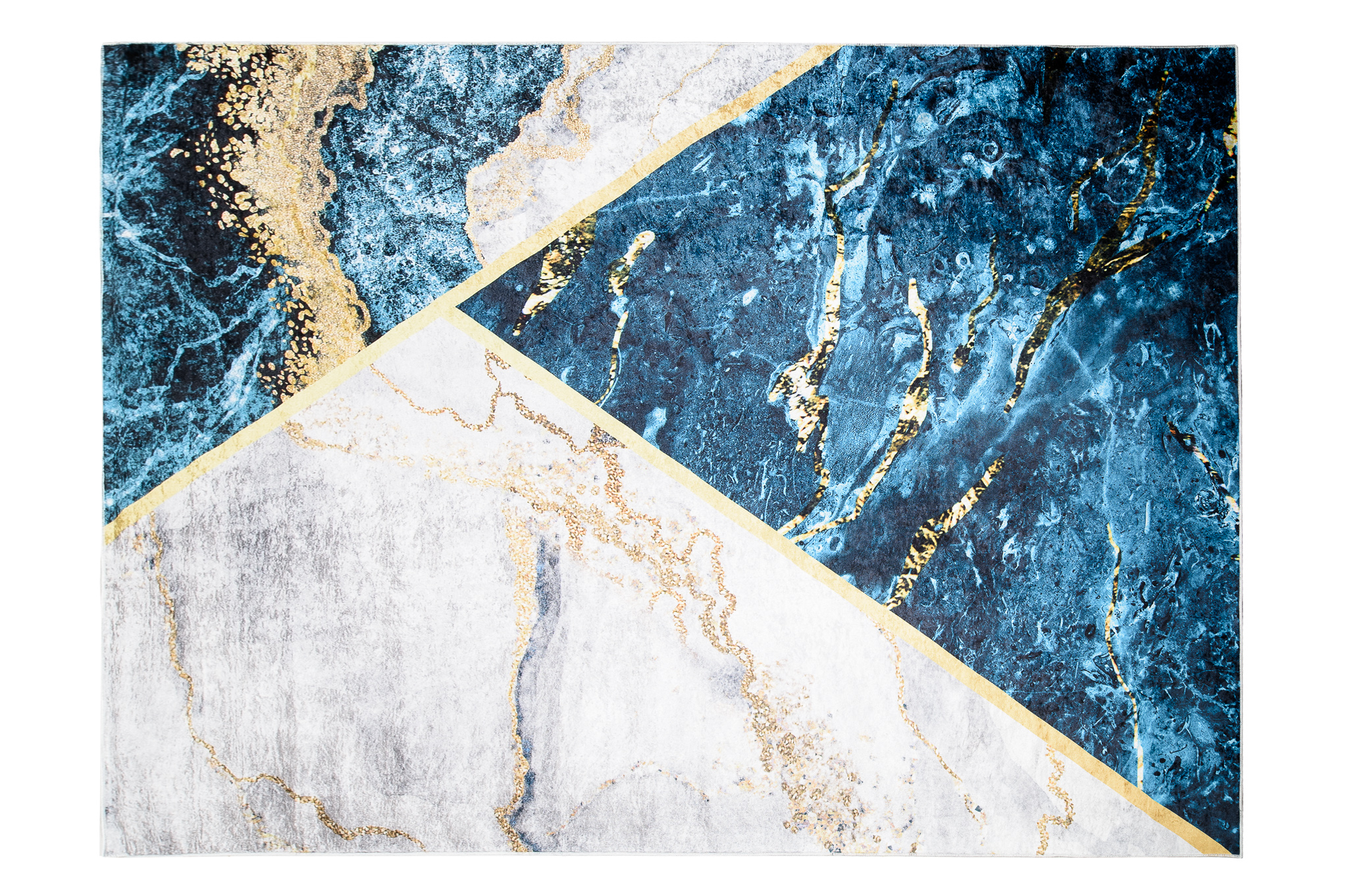 Tappeto Toscana Blu Grigio Oro Marmo