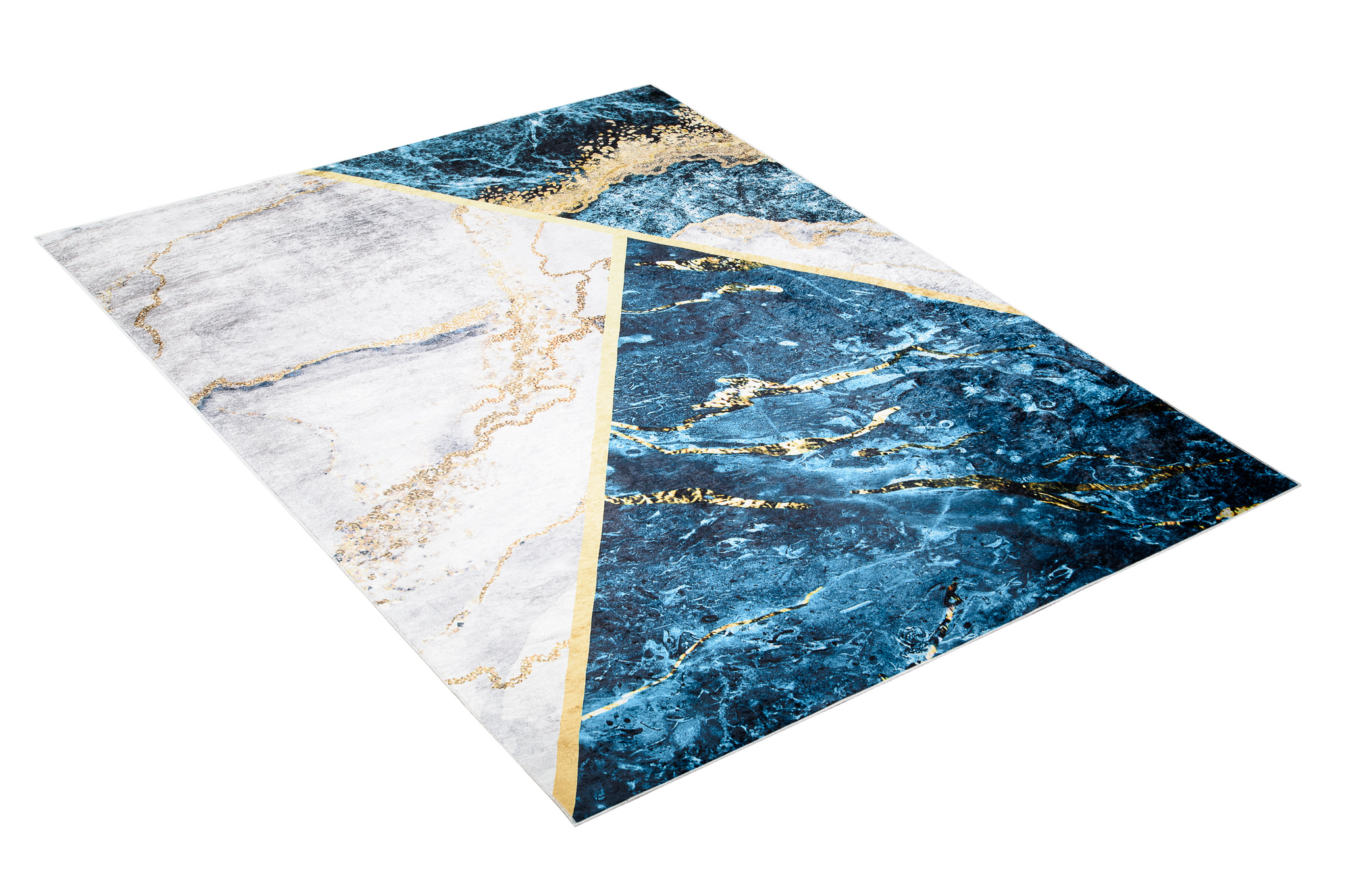 Tappeto Toscana Blu Grigio Oro Marmo