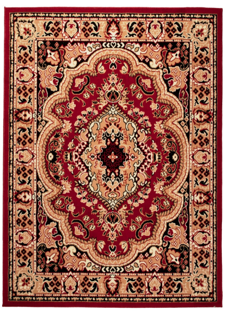 Tappeto Atlas Rosso Beige Tradizionale Medaglione