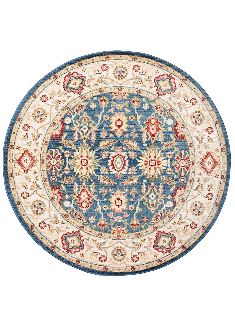 Tappeto Rivoli Rotondo Blu Crema Tradizionale