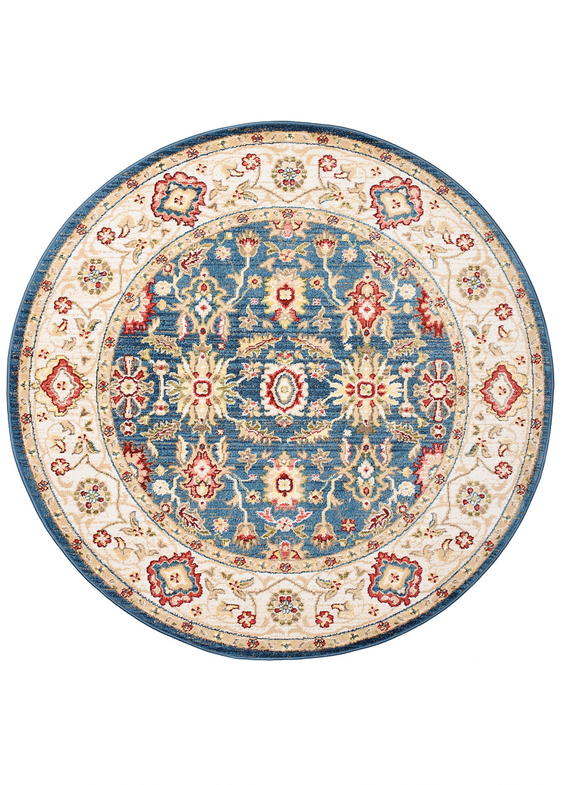 Tappeto Rivoli Rotondo Blu Crema Tradizionale