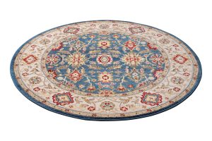 Tappeto Rivoli Rotondo Blu Crema Tradizionale
