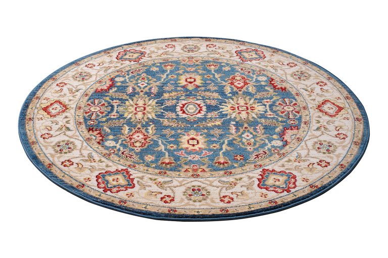 Tappeto Rivoli Rotondo Blu Crema Tradizionale