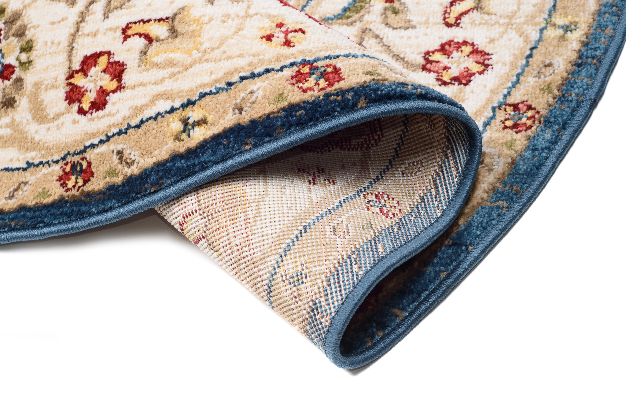 Tappeto Rivoli Rotondo Blu Crema Tradizionale