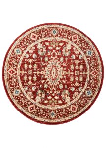 Tappeto Rivoli Rotondo Rosso Crema Ornamenti