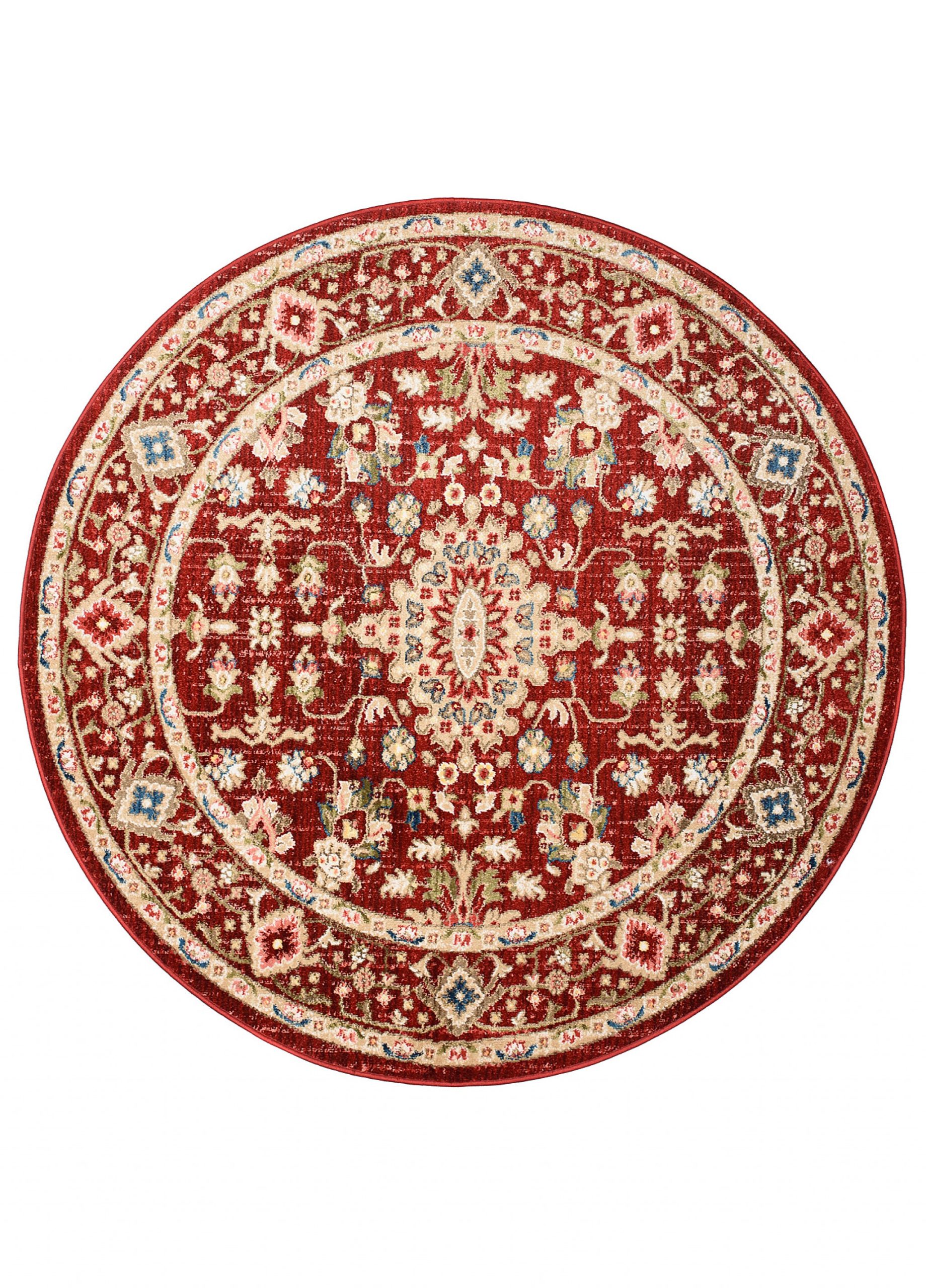 Tappeto Rivoli Rotondo Rosso Crema Ornamenti