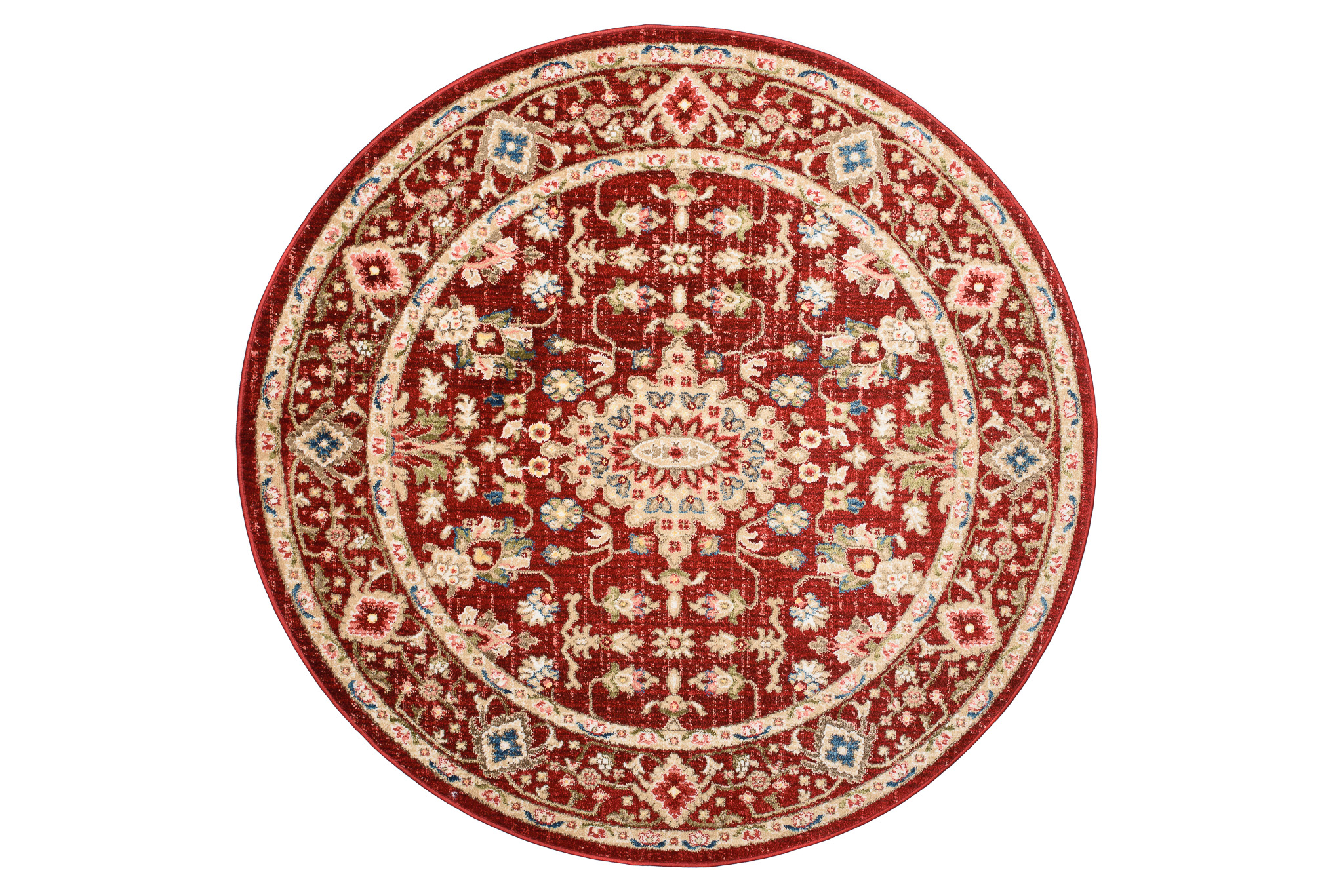 Tappeto Rivoli Rotondo Rosso Crema Ornamenti