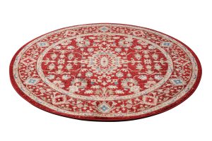 Tappeto Rivoli Rotondo Rosso Crema Ornamenti