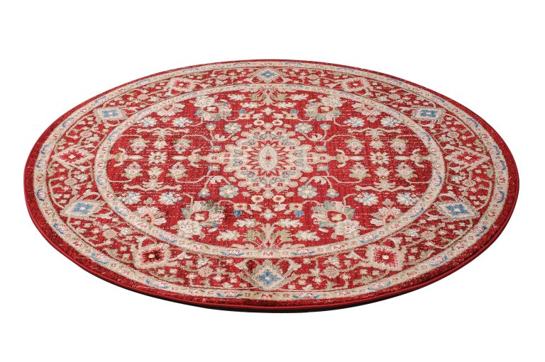 Tappeto Rivoli Rotondo Rosso Crema Ornamenti
