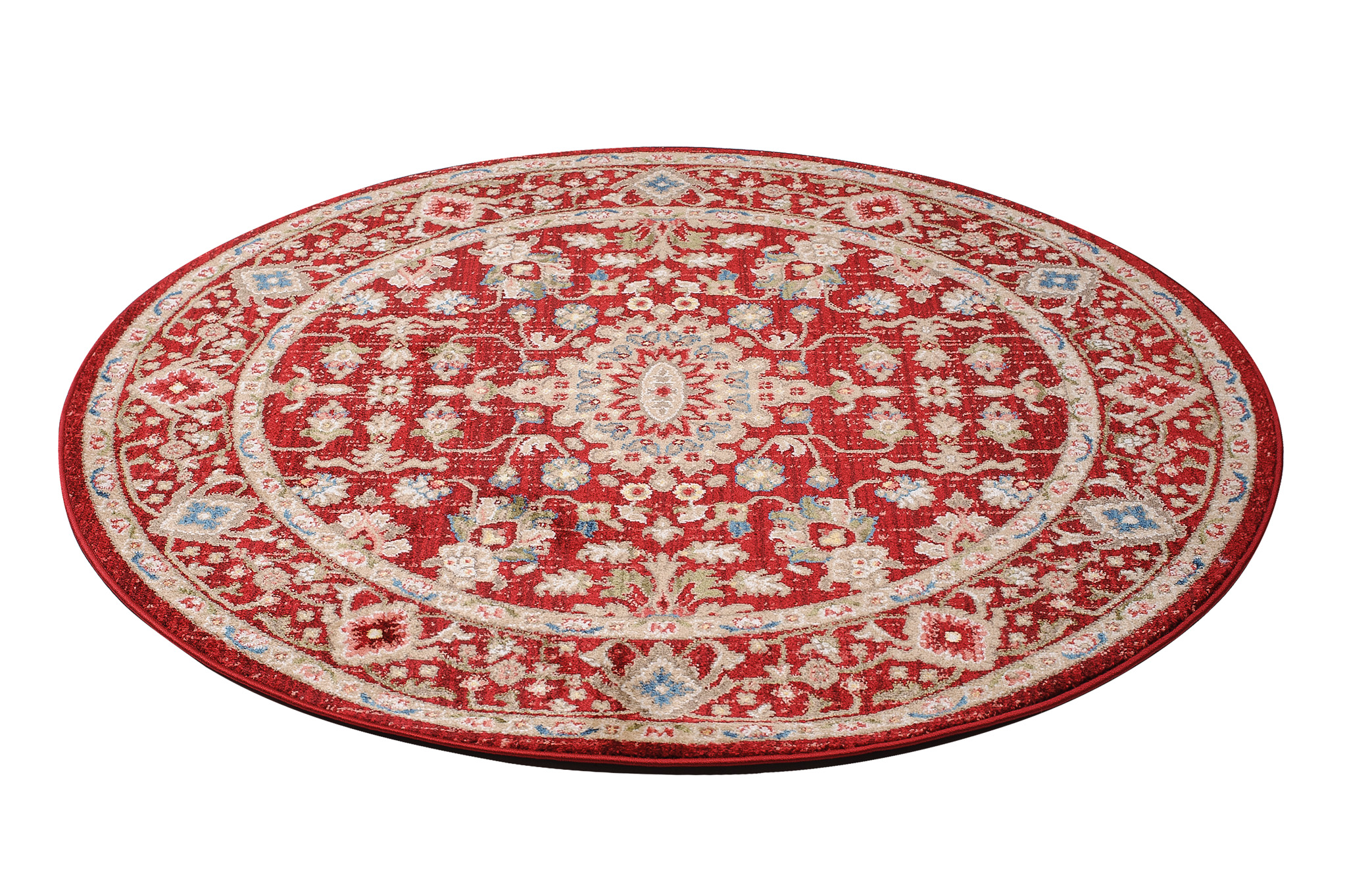 Tappeto Rivoli Rotondo Rosso Crema Ornamenti