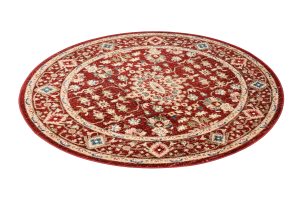 Tappeto Rivoli Rotondo Rosso Crema Ornamenti