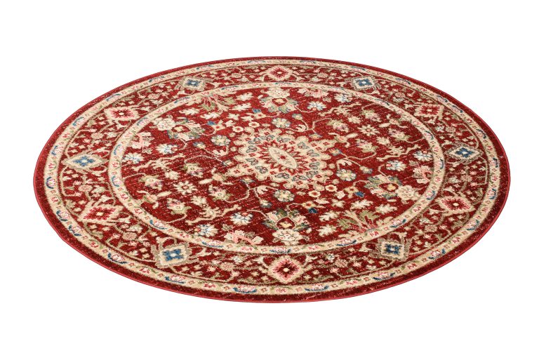 Tappeto Rivoli Rotondo Rosso Crema Ornamenti