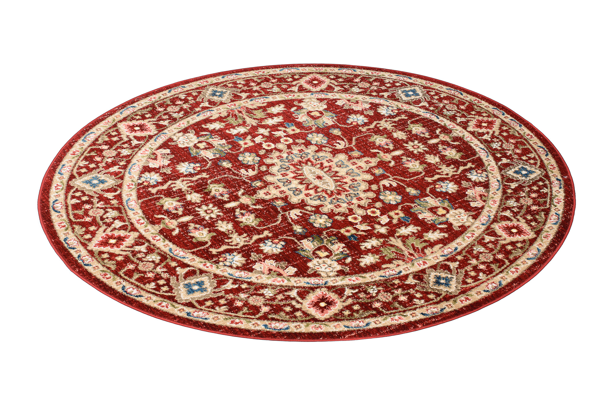 Tappeto Rivoli Rotondo Rosso Crema Ornamenti