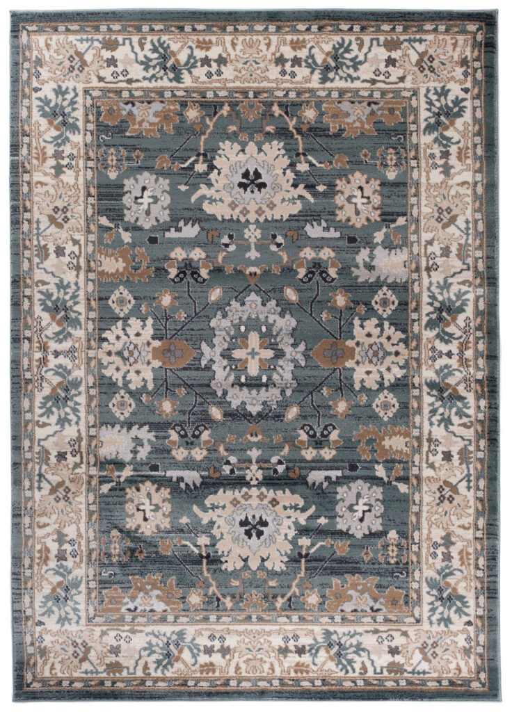 Tappeto Colorado Classico Blu Beige Cornice