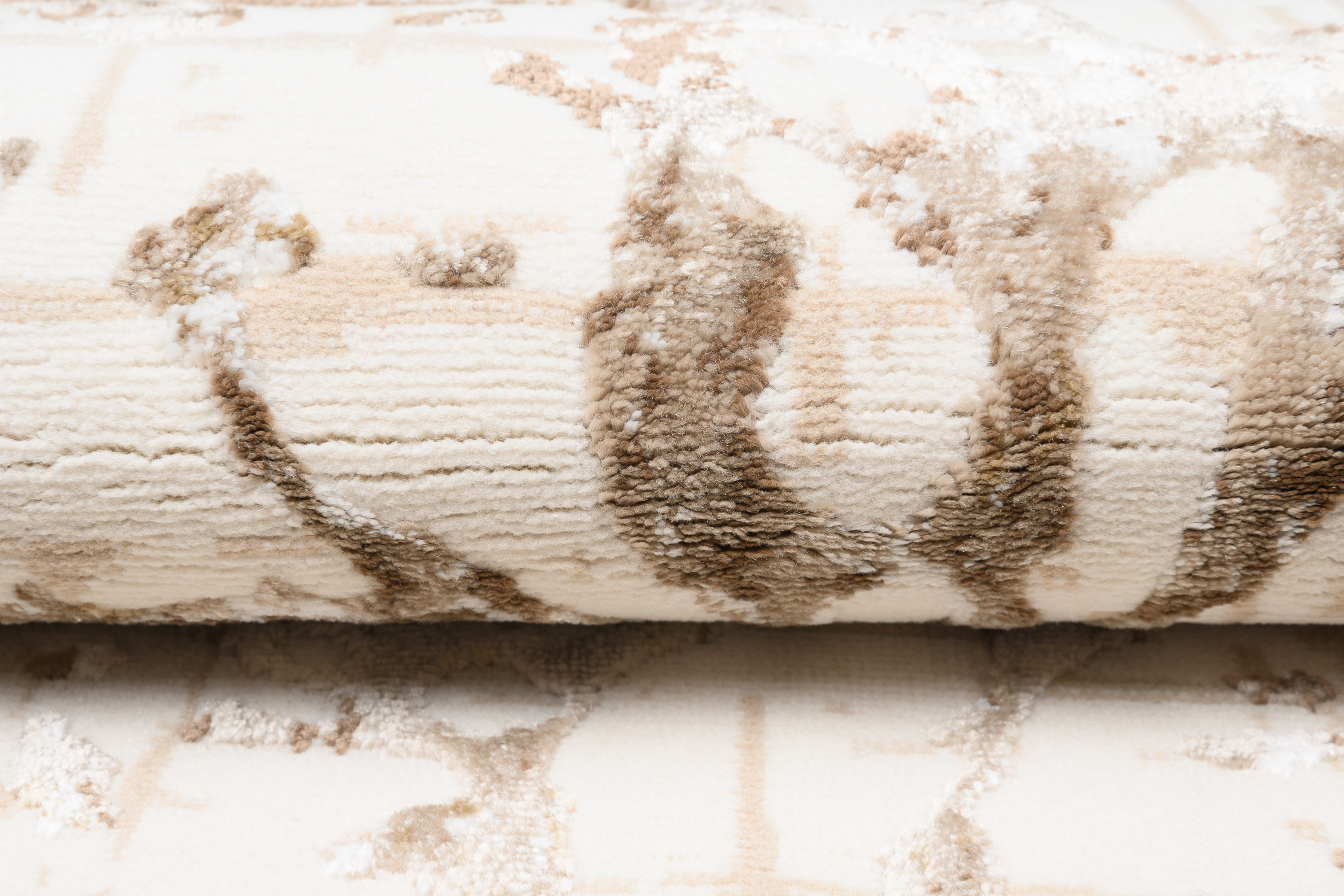 Tappeto Hera Crema Beige Marrone Onde Effetto 3D