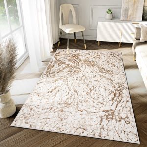 Tappeto Hera Crema Beige Marrone Onde Effetto 3D