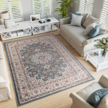 Tappeto Colorado Blu Crema Rosso Tradizionale